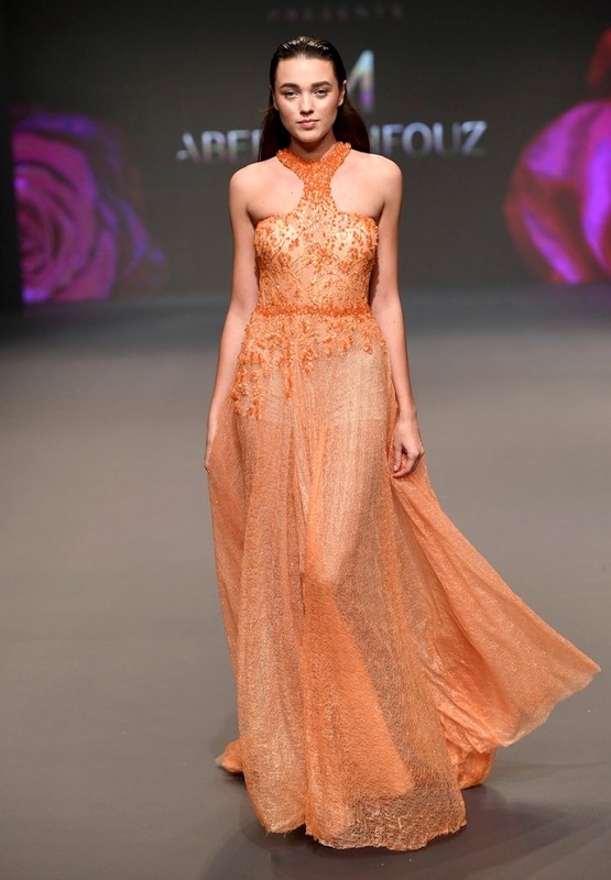 A model walks the runway during the Abed Mafouz Presented by Lux show at Fashion Forward March 2017 held at the Dubai Design District on March 24, 2017 in Dubai, United Arab Emirates.