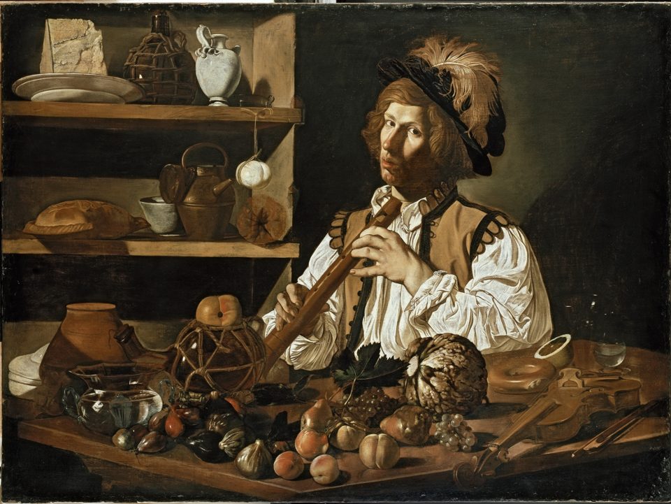 Interior with a young man holding a recorder, 1615-20 Interior with a young man holding a recorder, 1615-20