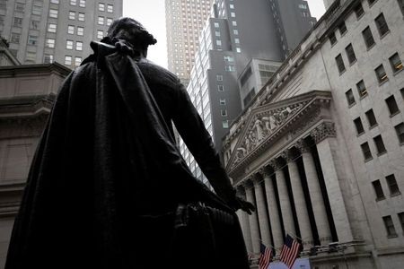 A statue of George Washington stands as Federal Hall across Wall Street from the New York Stock Exchange in Manhattan in New York City, New York, U.S., October 26, 2020. REUTERS/Mike Segar A statue of George Washington stands as Federal Hall across Wall Street from the New York Stock Exchange in Manhattan in New York City, New York, U.S., October 26, 2020. REUTERS/Mike Segar