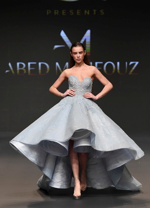 A model walks the runway during the Abed Mafouz Presented by Lux show at Fashion Forward March 2017 held at the Dubai Design District on March 24, 2017 in Dubai, United Arab Emirates.