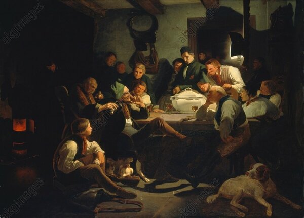 Картина 1842 года Адольфа Шредтера (1805–1875). Мюнхгаузен рассказывает о своих приключениях на охоте. Источник изображения: akg-images.co.uk