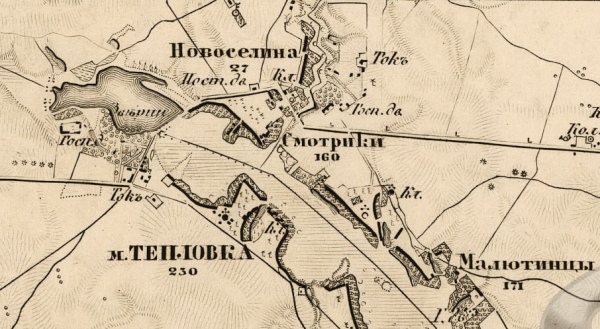 Местечко Тепловка. Фрагмент карты И.А. Стрельбицкого.