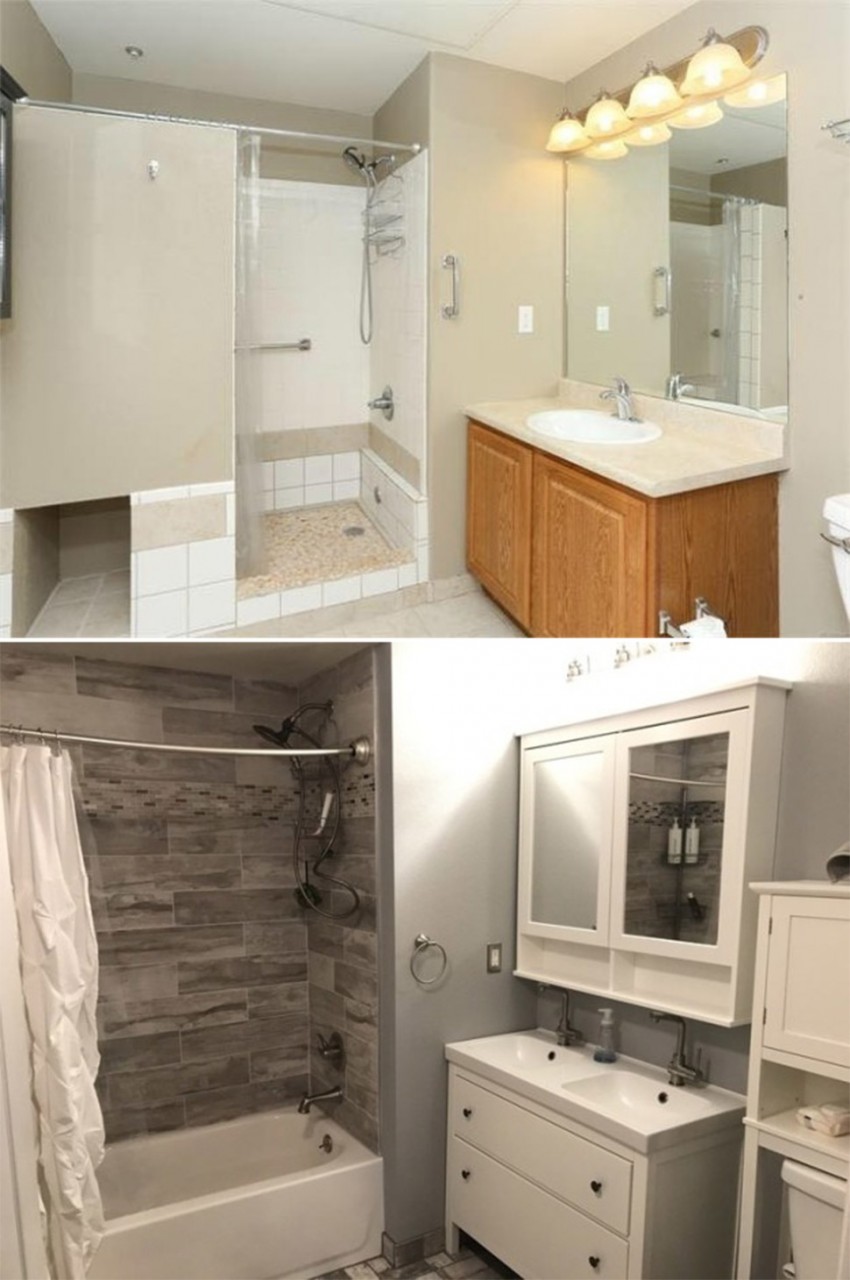 Ванные комнаты до и после