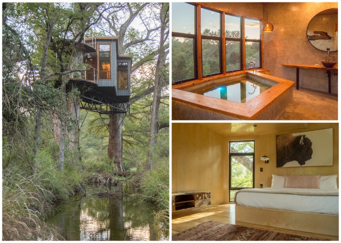 Неожиданно комфортный домик Yoki Treehouse на ветках деревьев (Техас, США). Неожиданно комфортный домик Yoki Treehouse на ветках деревьев (Техас, США).