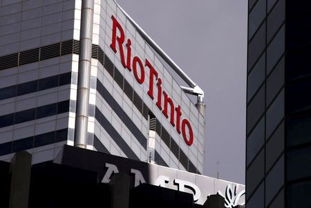 FILE PHOTO: A sign adorns the building where mining company Rio Tinto has their office in Perth, Western Australia, November 19, 2015. REUTERS/David Gray/File Photo FILE PHOTO: A sign adorns the building where mining company Rio Tinto has their office in Perth, Western Australia, November 19, 2015. REUTERS/David Gray/File Photo