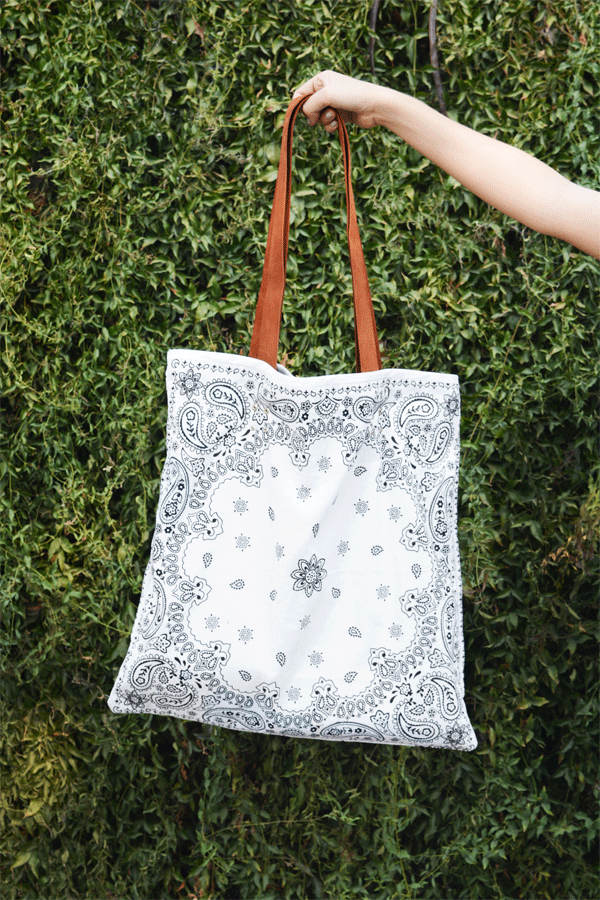 DIY Reversible Bandana Bag with Leather Straps