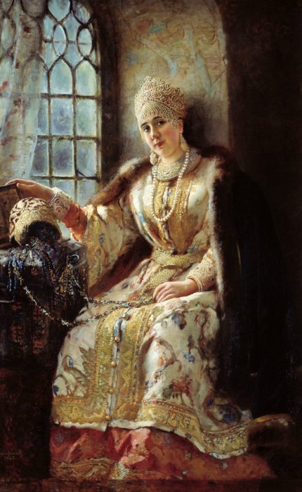 Константин Маковский, Боярыня у окна. 1885 Константин Маковский, Боярыня у окна. 1885