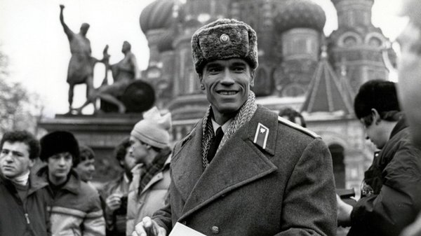 Арнольд Шварценнегер на съемках "Красной жары" в Москве. 1988 год.