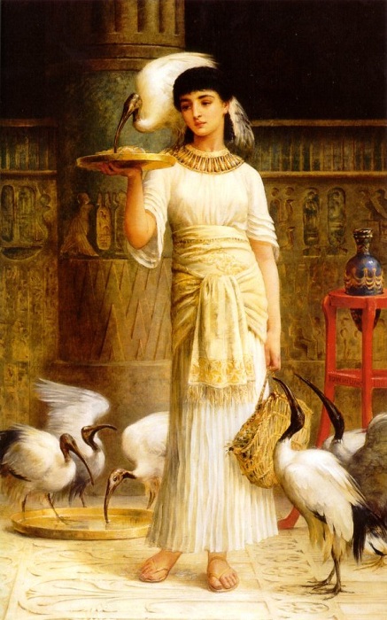 Алета, обслуживающая Священного Ибиса. (1887 год). Борнмут. Художественная галерея Рассел-Котс. Автор: Эдвин Лонгсден Лонг. Алета, обслуживающая Священного Ибиса. (1887 год). Борнмут. Художественная галерея Рассел-Котс. Автор: Эдвин Лонгсден Лонг.