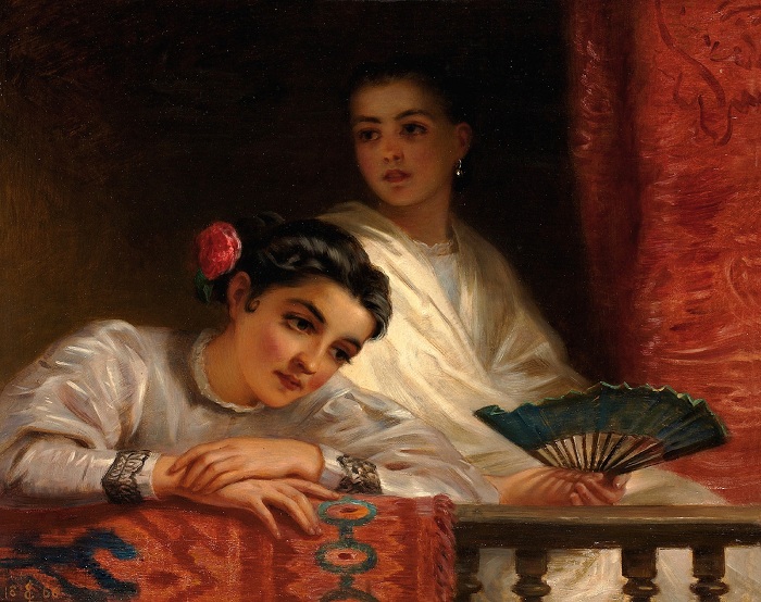 Балкон. (1875 год). Англия, Художественная коллекция Кройдона. Автор: Эдвин Лонгсден Лонг. Балкон. (1875 год). Англия, Художественная коллекция Кройдона. Автор: Эдвин Лонгсден Лонг.