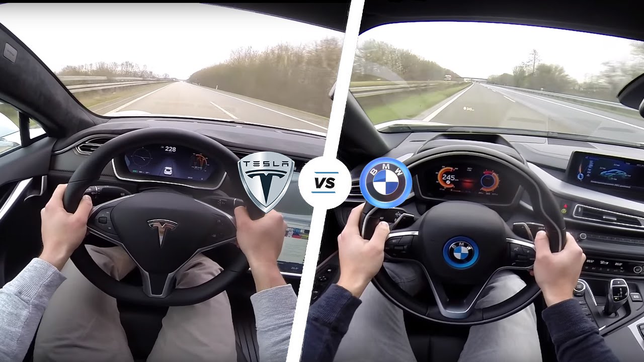 Неожиданный конец гонки Tesla Model S и BMW M5