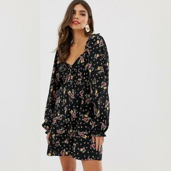 ASOS Design Sweetheart Babydoll Mini Swing Dress