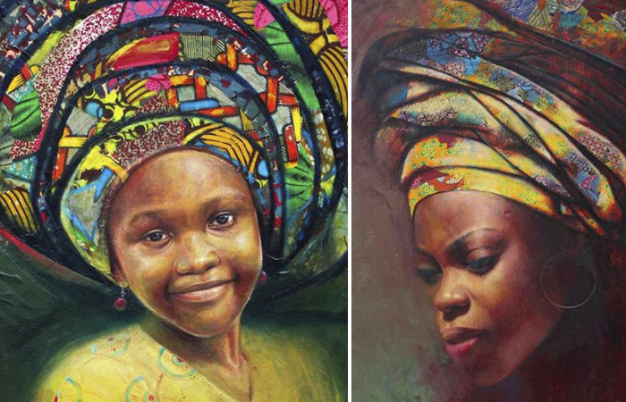 Колоритные портреты женщин Африки. Художник Clement Mmaduako Nwafor. Художник, которого называют «восходящей звездой Африки», рисует самобытные портреты женщин в геле