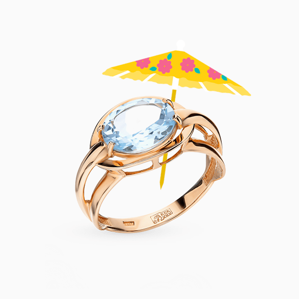 Кольцо Maskom, розовое золото, топаз Кольцо Maskom, розовое золото, топаз