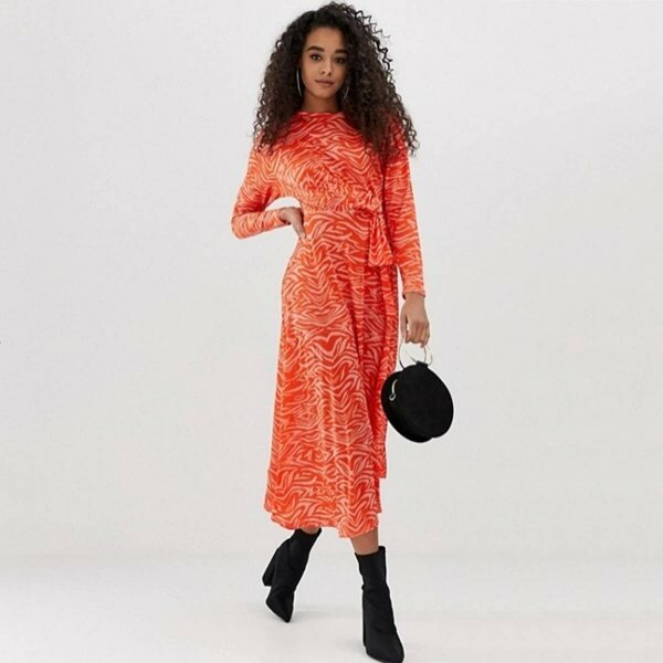 ASOS Tie Waist Maxi Dress in Animal Print