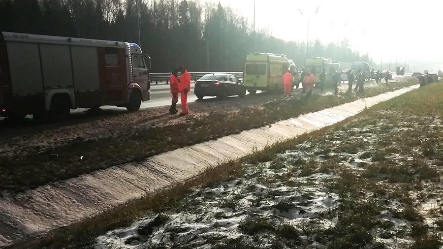 В ДТП с микроавтобусом в Подмосковье пострадали 11 человек