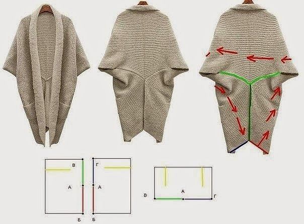 Интересная идея для любителей шитья. Простая, но эффектная накидка - пончо.