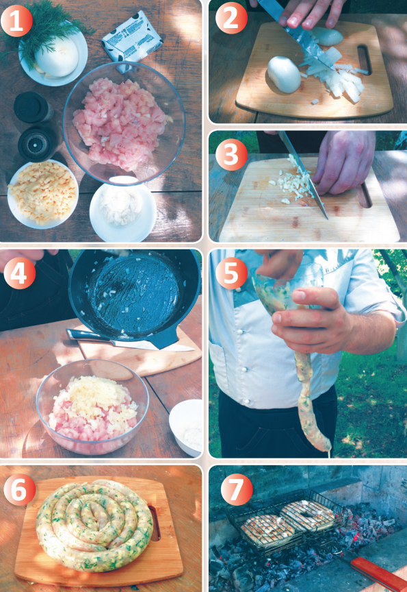 Колбаски из куриного филе с сыром и зеленью