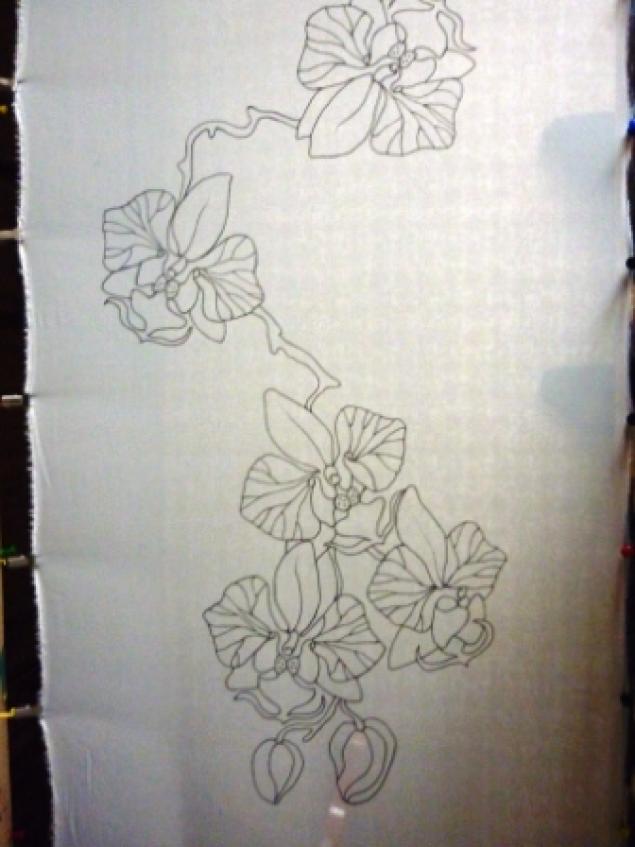 Дикие Орхидеи(шарф). МК, роспись по батику от Виктории Игнатовой.