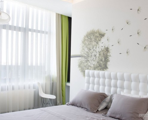 Крупное изображение одуванчика в спальне