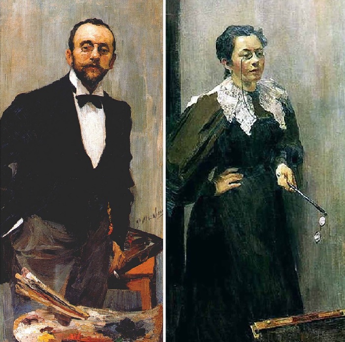 «Портрет художника Игоря Эммануиловича Грабаря». 1895г./«Портрет художницы Анны Остроумовой-Лебедевой». 1896г. Автор: Ф.Малявин. Взлёты и падения самого экспрессивного русского художника Серебряного века