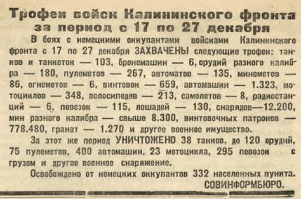 20 апреля 1942 года завершилась Московская битва (по материалам старых газет). Часть 1. Декабрь 1941 г.