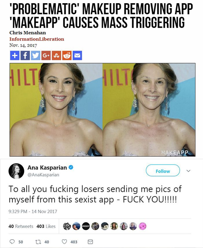 В иностранных интернетах зреет недовольство приложением от русских makeapp, феминистки, бомбаж, сексизм, гифка, длиннопост