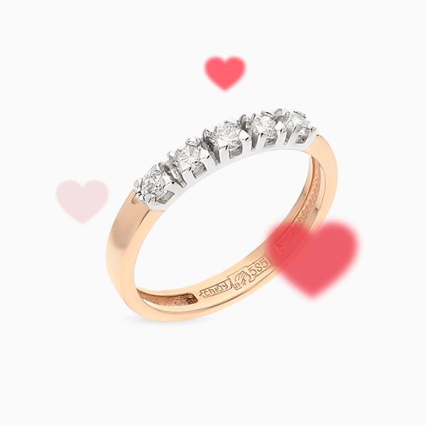 Кольцо SL из коллекции «P. S. I love you», розовое золото, бриллианты