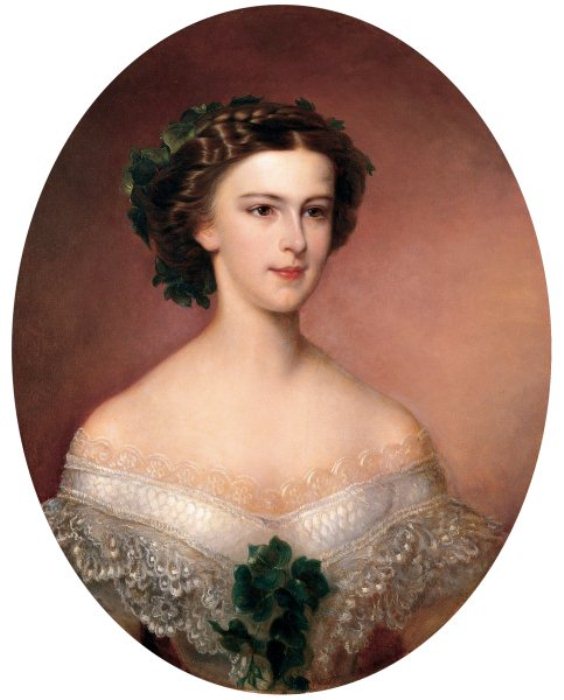 Юная Елизавета вскоре после того, как стала императрицей Австрии, 1855 г. Юная Елизавета вскоре после того, как стала императрицей Австрии, 1855 г.