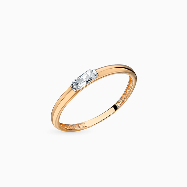 Кольцо «Калина золотая», розовое золото, фианит