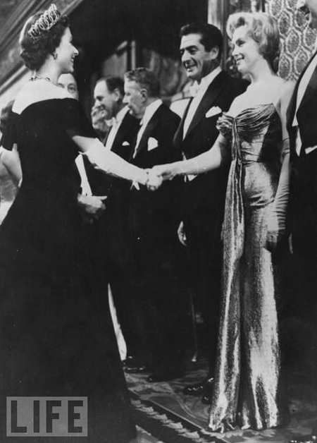 Marilyn Monroe meets Queen Elizabeth II Photo by Keystone/Getty Images