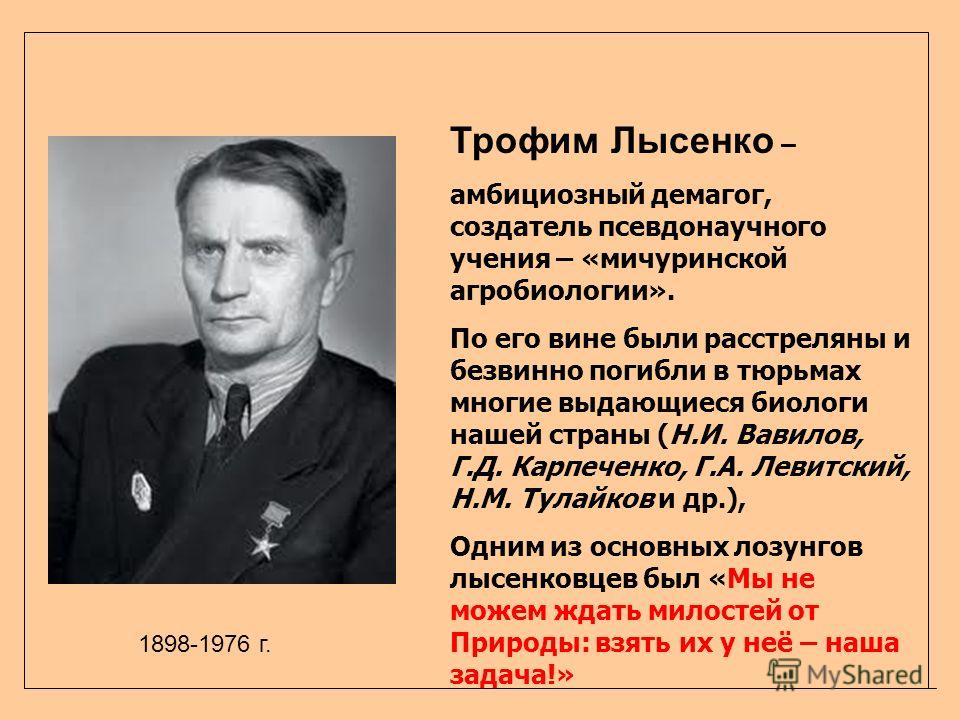Оболганный Лысенко Оболганный Лысенко