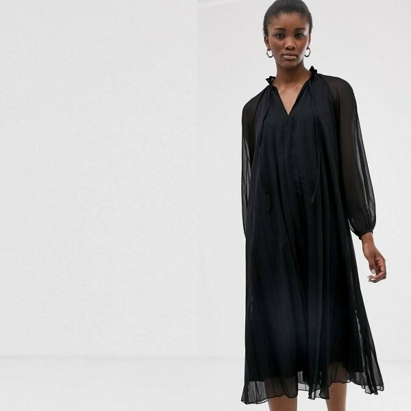 ASOS Design Pleated Trapeze Midi Dress