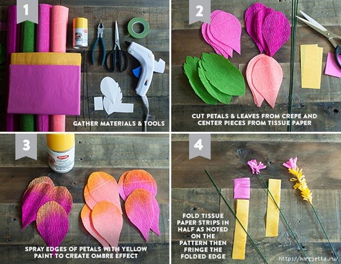 Цветы из гофрированной бумаги. ГИБИСКУС (3) (692x536, 294Kb)