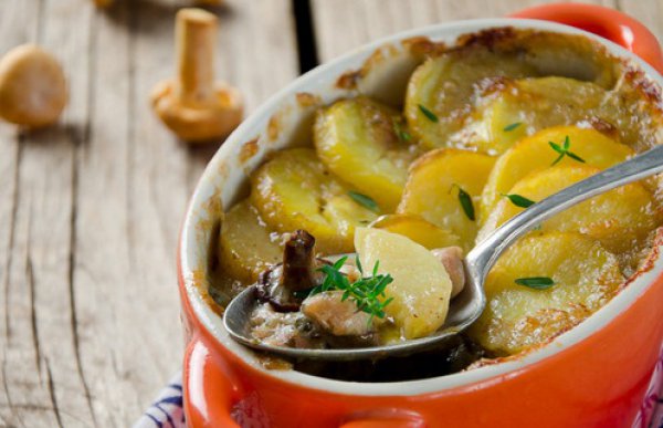 Картофельное жаркое с куриными ножками и лисичками Картофельное жаркое с куриными ножками и лисичками