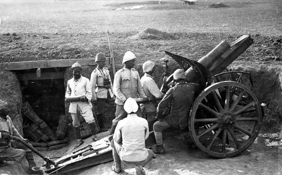 Турецкая артиллерия в 1917 году с немецкой 105 мм гаубицей M98/09