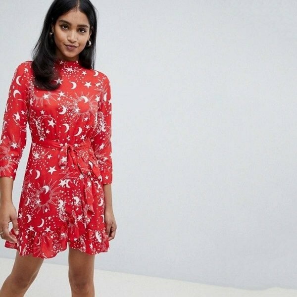ASOS Wrap Front Minidress in Star Print