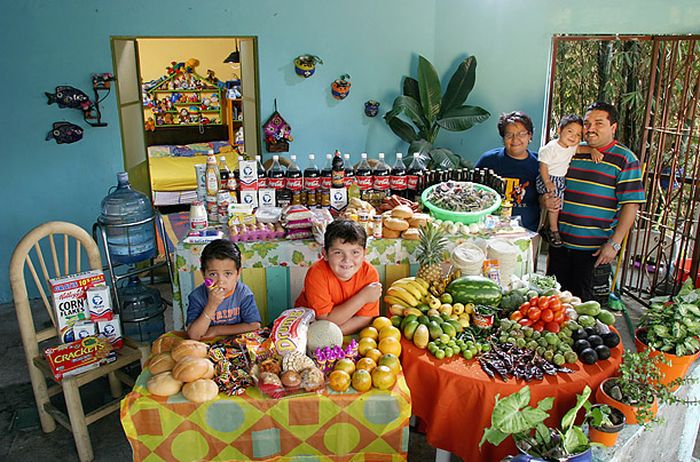 Недельный рацион семьи в разных странах мира рацион, еда, продукты