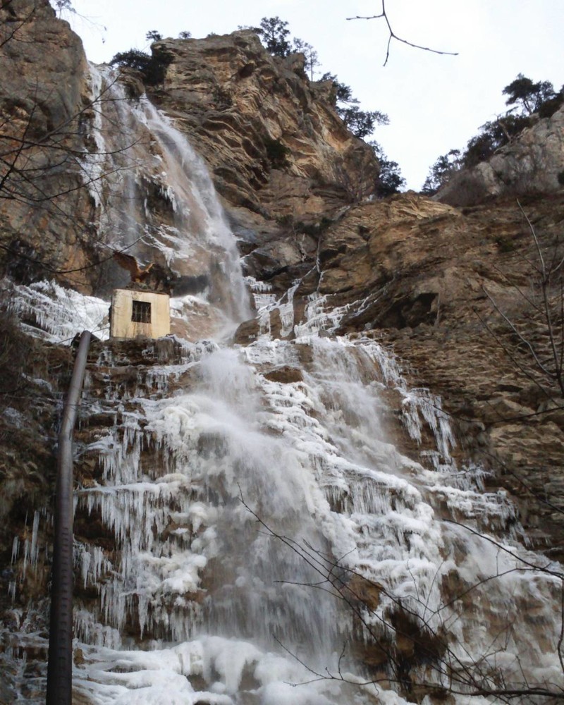 Учан-Су, Крым водопады, водопады России, водопады зимой, замёрзшие водопады, красивые водопады, природа России