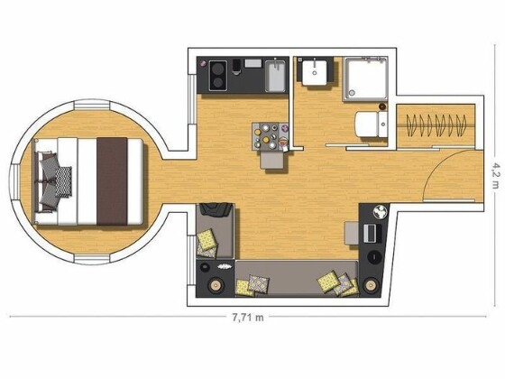Креатив: как обыграть неудачную планировку крошечной квартиры в 20 кв. метров, чтобы получить уютное жилье