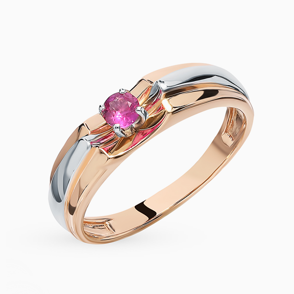 Помолвочное кольцо Aquamarine, розовое и белое золото, рубин