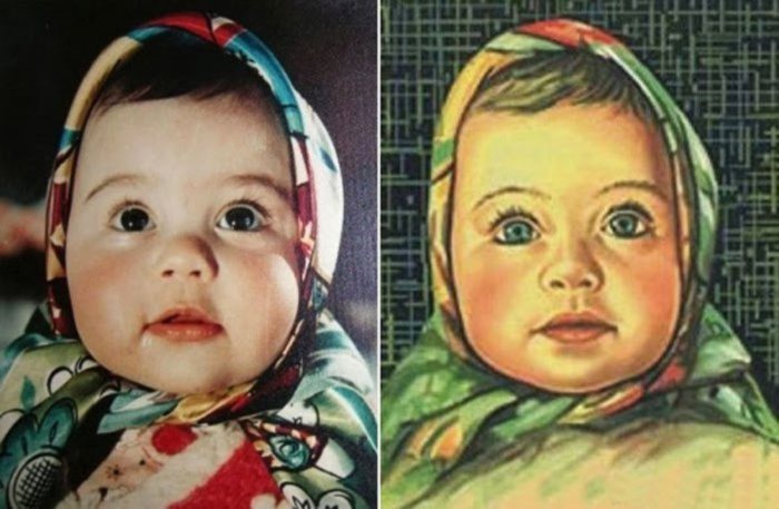 Елена Геринас в 5-месячном возрасте и на обёртке шоколада «Алёнка». / Фото: www.gorod.lv Елена Геринас в 5-месячном возрасте и на обёртке шоколада «Алёнка». / Фото: www.gorod.lv