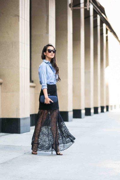 10 шикарных образов с полупрозрачной черной юбкой для роковой женщины