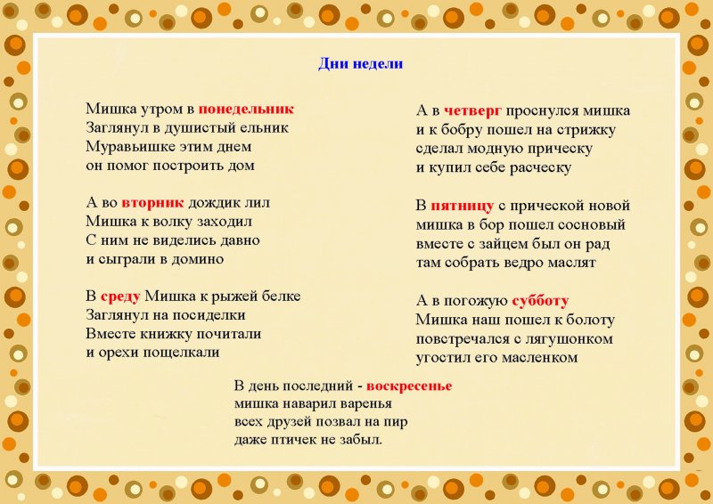 Изучаем дни недели Изучаем дни недели