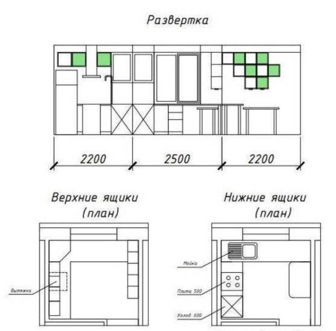 Чертеж мебели для углового гарнитура