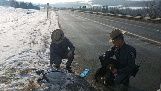 Сумка на обочине Полиция на дороге