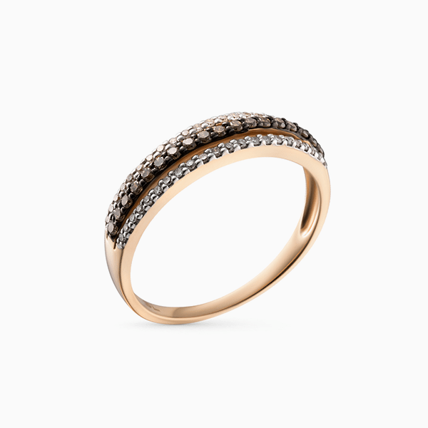 Обручальное кольцо SL, розовое золото, коньячные бриллианты