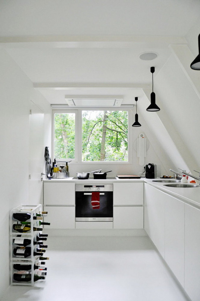  Кухня/столовая в цветах: Белый, Салатовый, Светло-серый, Черный. Кухня/столовая в стиле: Минимализм.