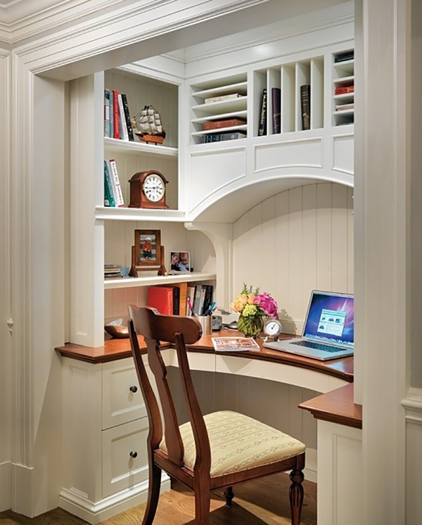 Home office in a closet - living room and decorating.