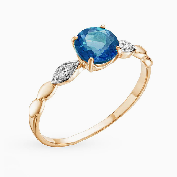 Помолвочное кольцо «Ювелирные традиции», розовое золото, топаз, фианиты